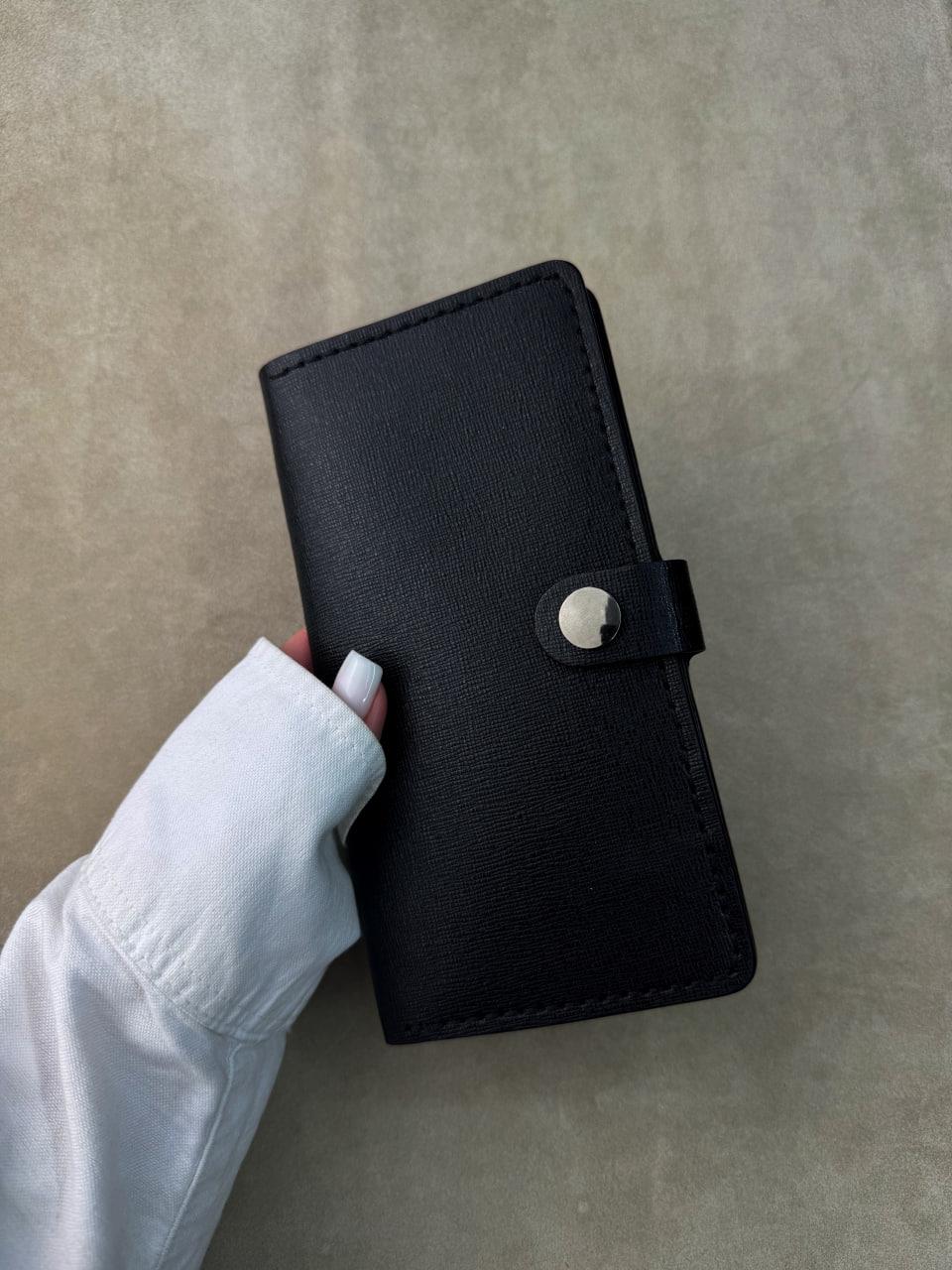 Handmade Mens Long Wallet Genuine Saffiano Leather Black