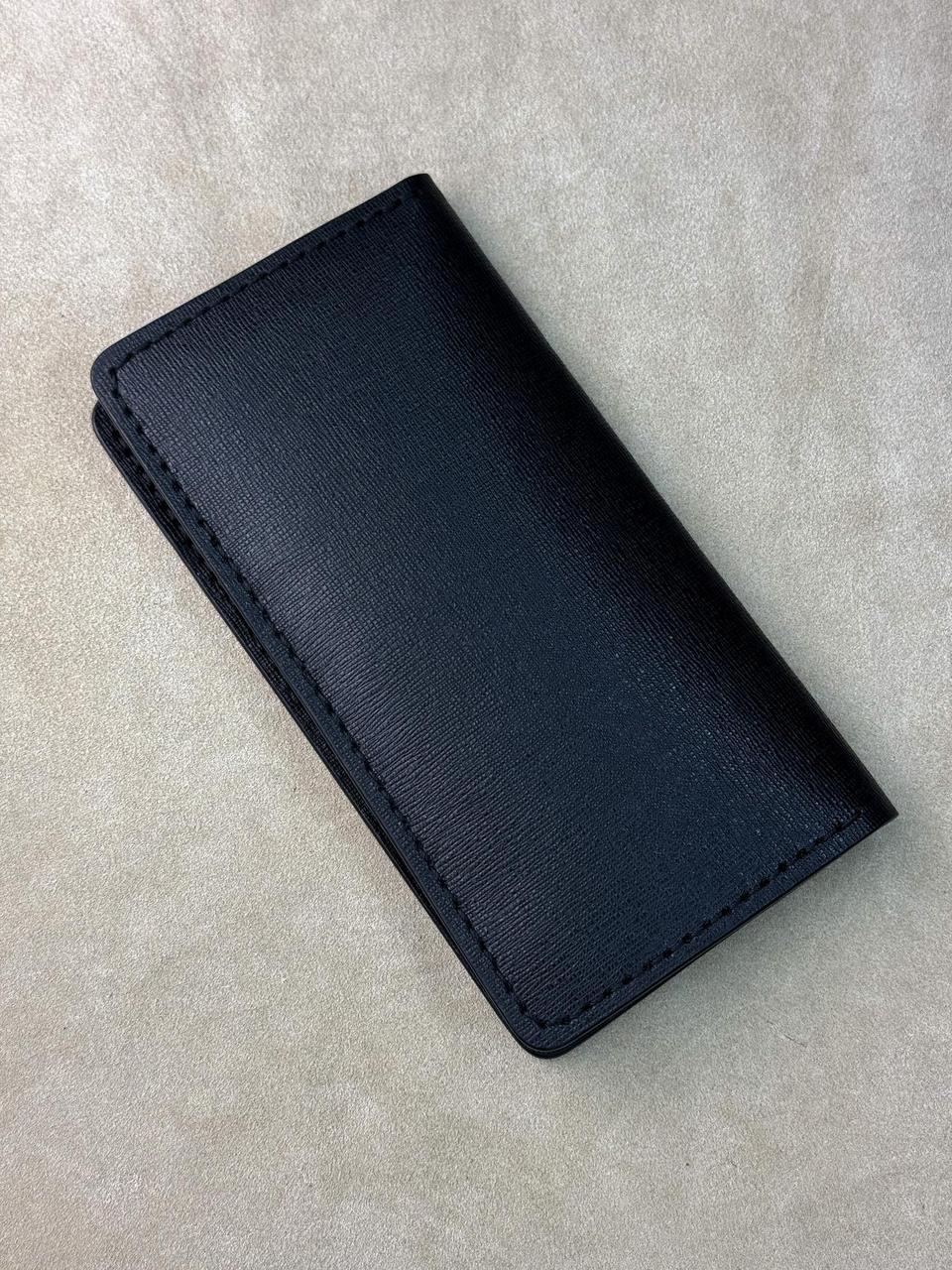 Handmade Mens Wallet Genuine Saffiano Leather Black Long Wallet by Master