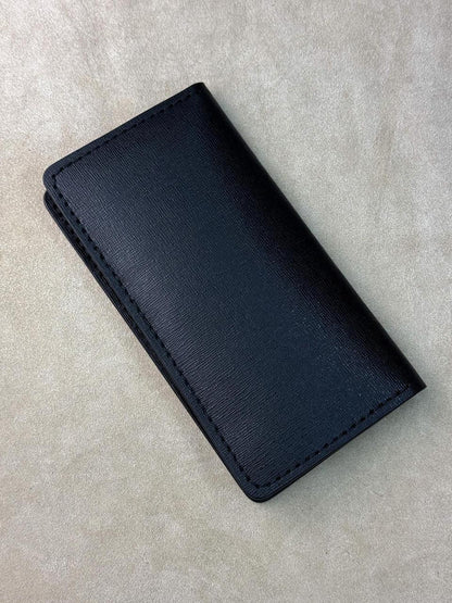 Handmade Mens Wallet Genuine Saffiano Leather Black Long Wallet by Master