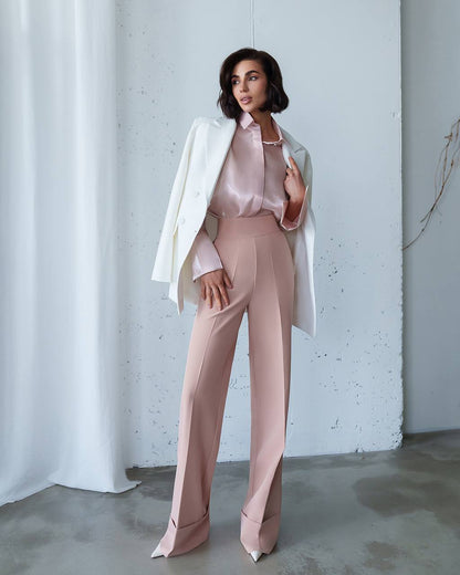Premium Organza Blouse for Women in Black Milky Powder Pink