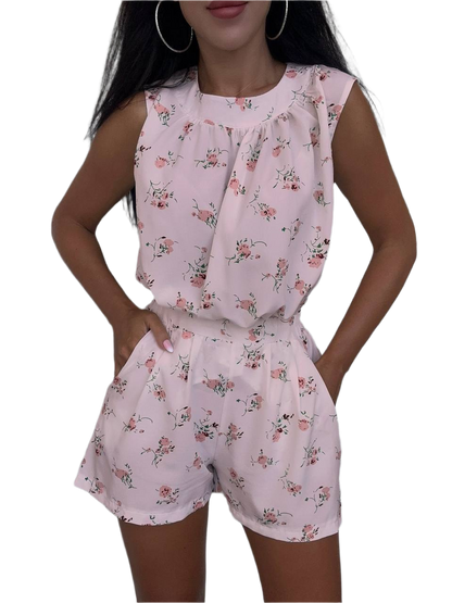 Soft Fabric Women's Set Loose Blouse and Elastic Waist Shorts with Pockets
