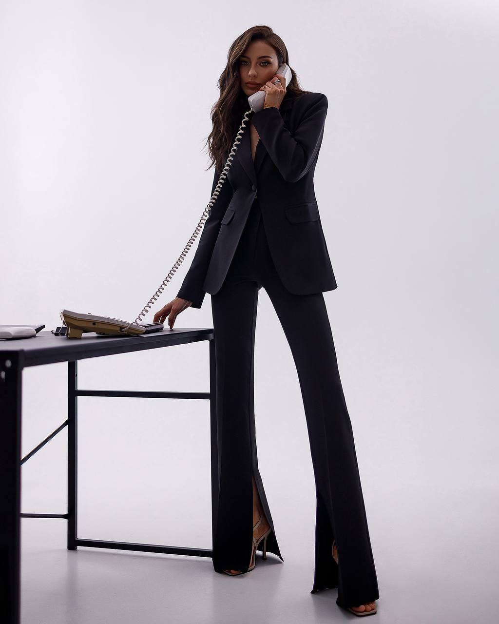 Premium Diagonal Crepe Women's Suit Black