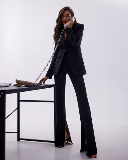 Premium Diagonal Crepe Women's Suit Black