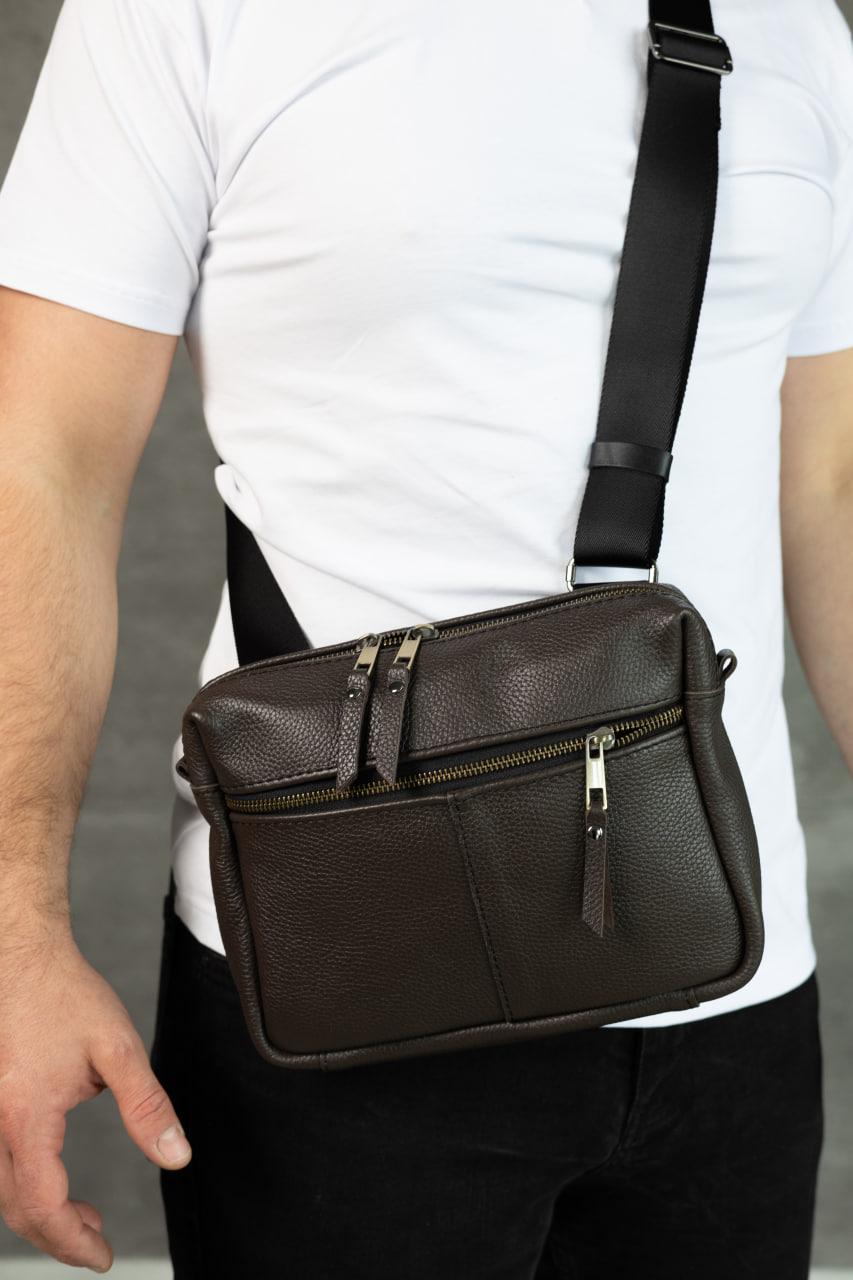 Handmade Brown Leather Shoulder Bag Men Crossbody Bag Gift for Him