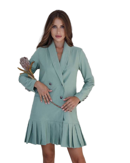 Womens Straight Cut Suiting Fabric Dress with Pleated Hem