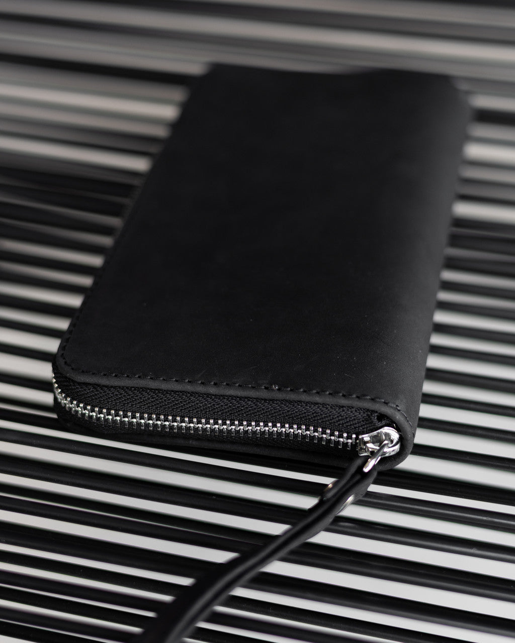 Handmade Black Crazy Horse Leather Clutch Wallet Genuine Leather Zippered Wallet Gift for Him