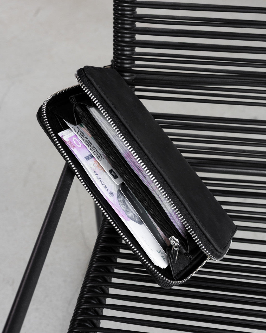 Handmade Black Crazy Horse Leather Clutch Wallet Genuine Leather Zippered Wallet Gift for Him