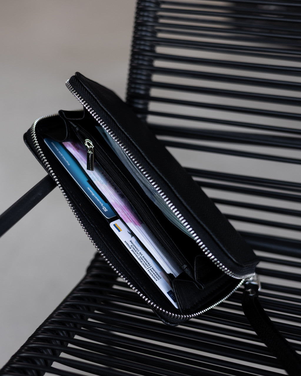 Handmade Black Crazy Horse Leather Clutch Wallet Genuine Leather Zippered Wallet Gift for Him