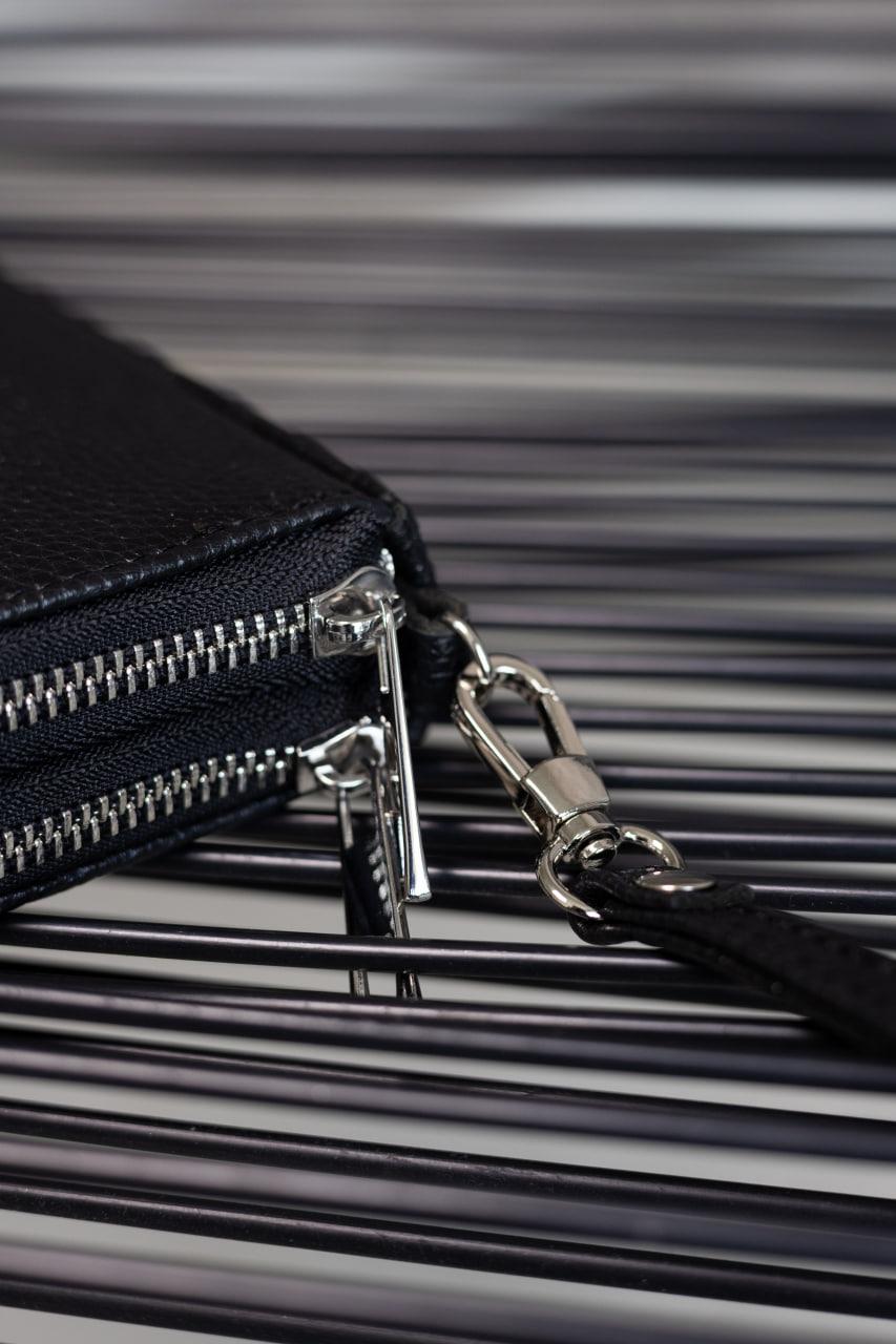 Mens Handmade Grain Leather Clutch Wallet Black Gift For Him