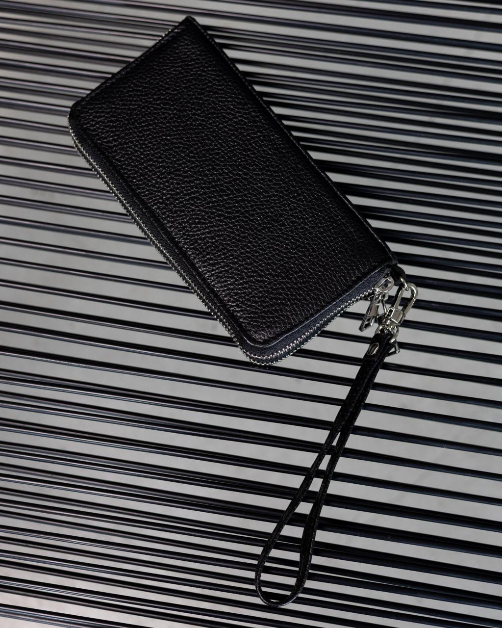 Mens Handmade Grain Leather Clutch Wallet Black Gift For Him