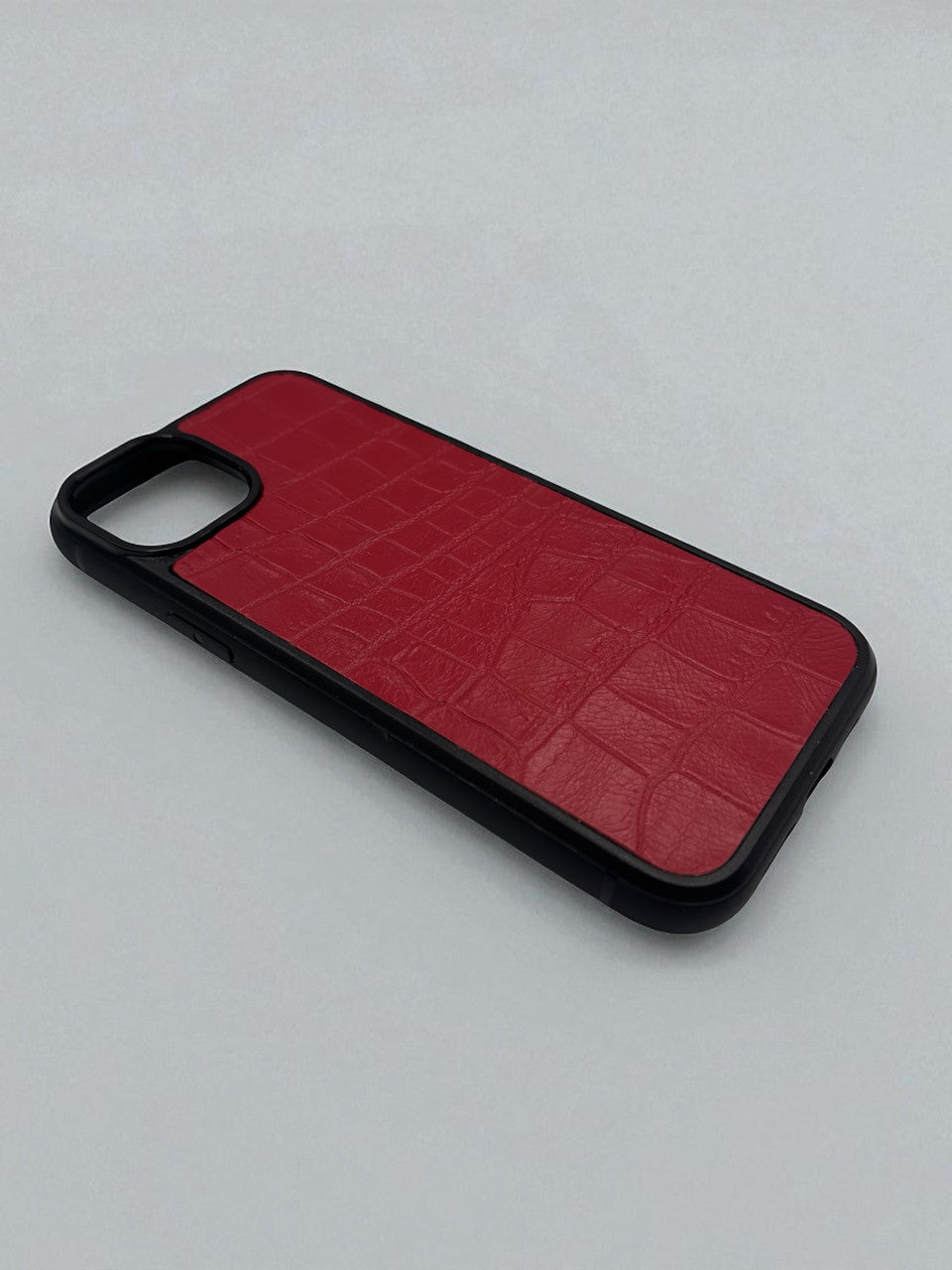 Handmade Red Italian Leather iPhone Case Crocodile Texture Gift for Her Shockproof