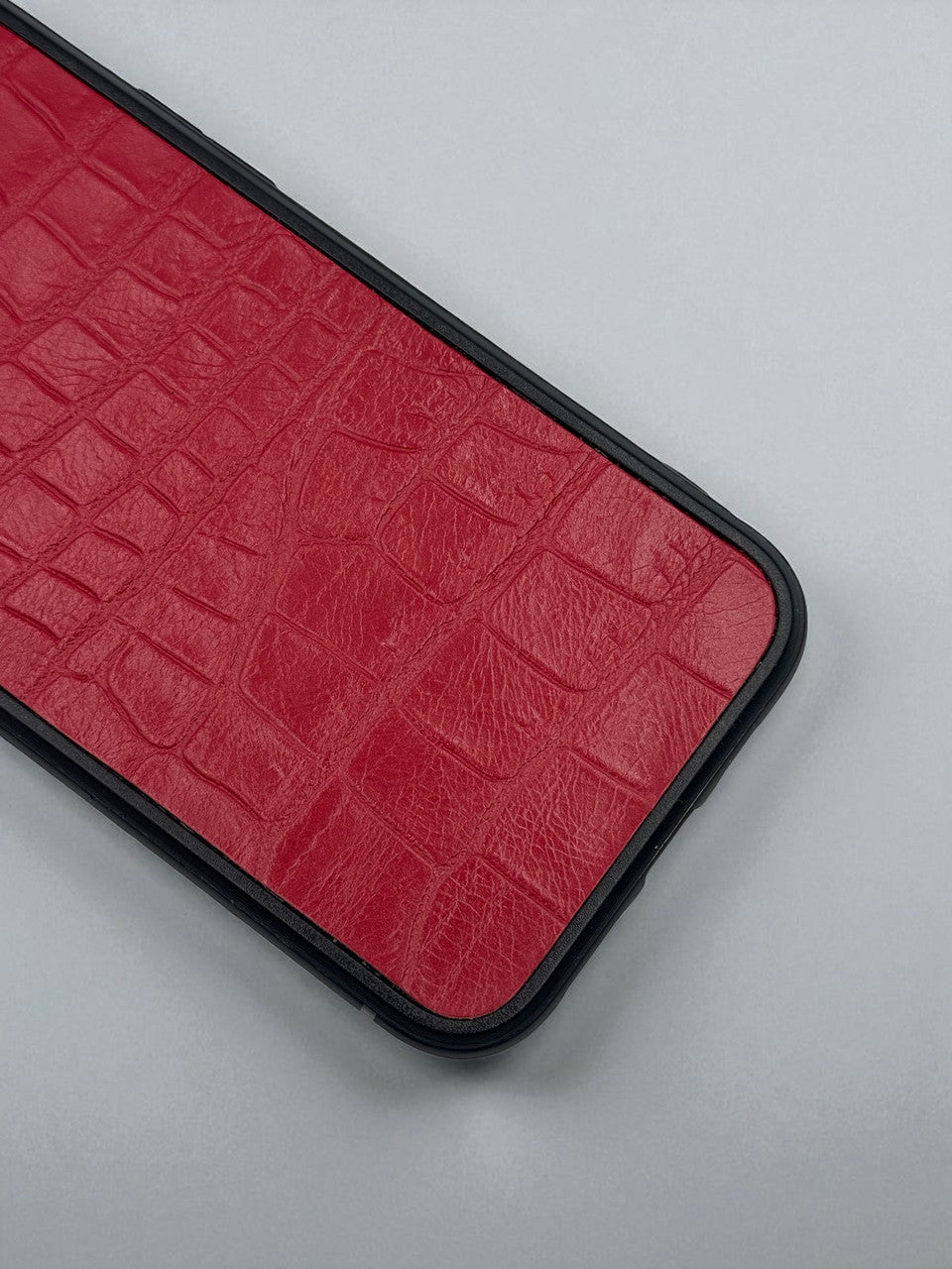 Handmade Red Italian Leather iPhone Case Crocodile Texture Gift for Her Shockproof