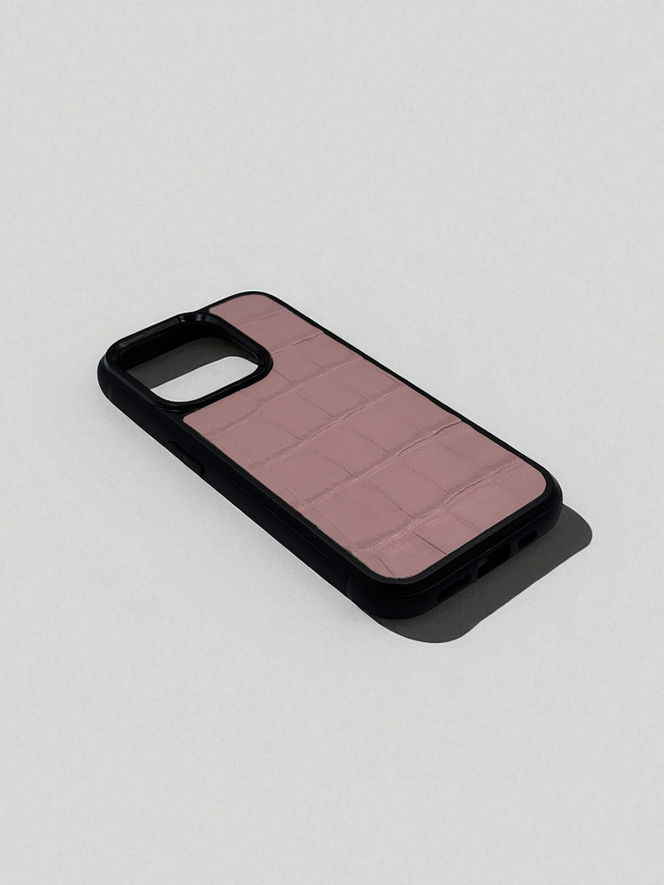 Handmade Pink Italian Leather Phone Case Gift for Her Crocodile Embossed