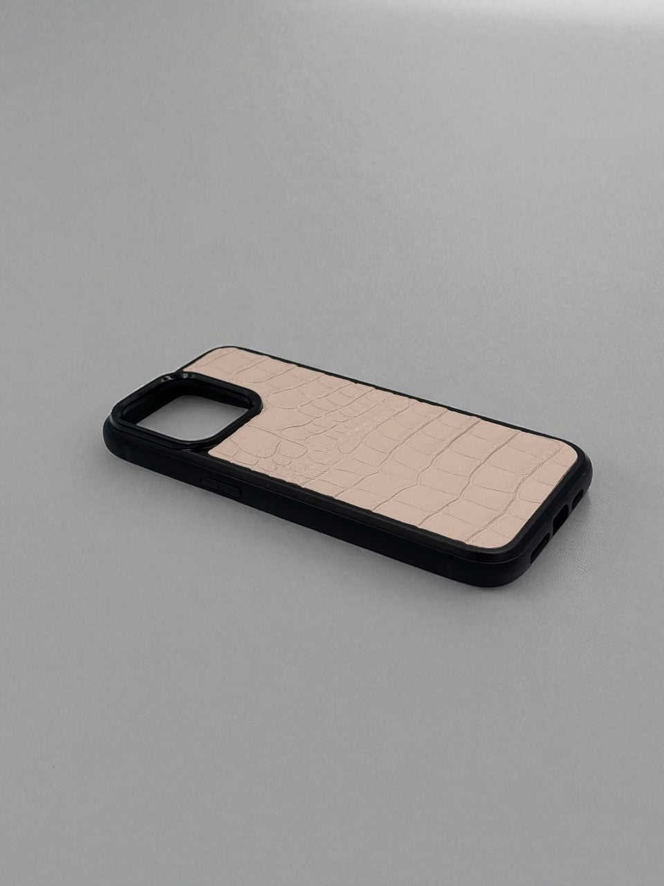 Handmade Light Pink Italian Leather iPhone Case Crocodile Embossed Gift for Her