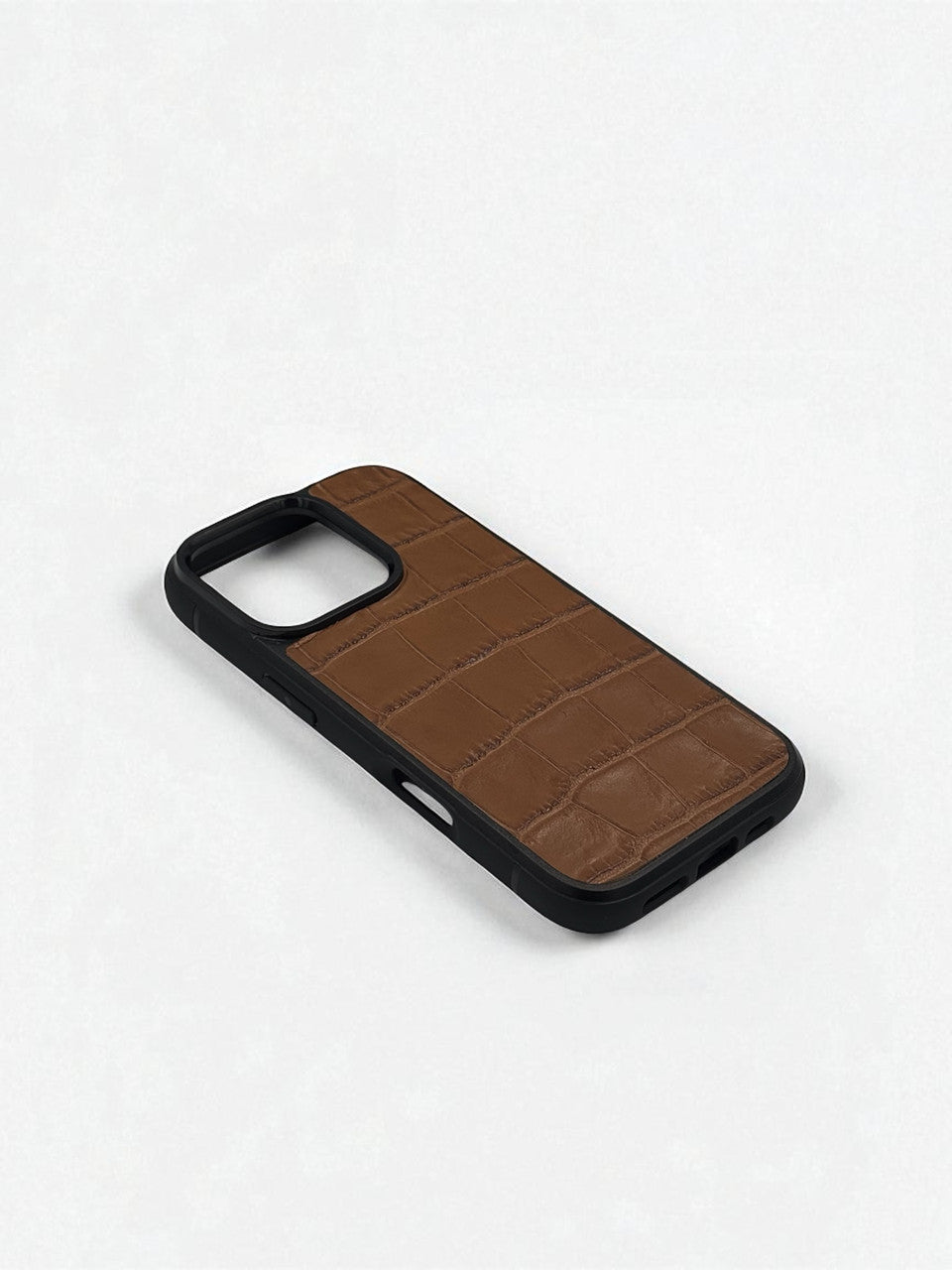 Handmade Italian Leather iPhone Case Brown Crocodile Texture Shockproof Gift for Him