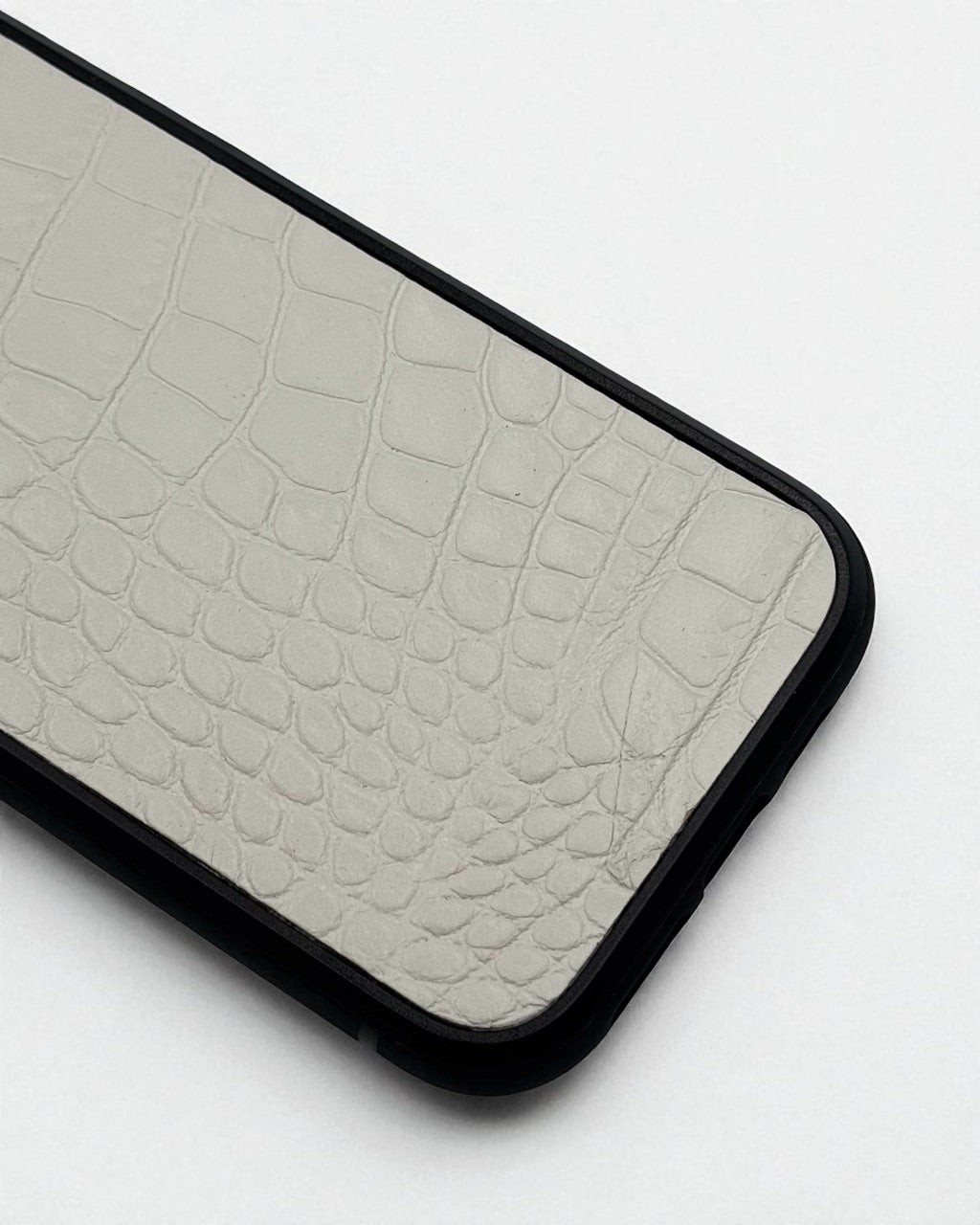 Handmade White Italian Leather Phone Case Crocodile Texture Luxury Protective Polycarbonate Gift for Her
