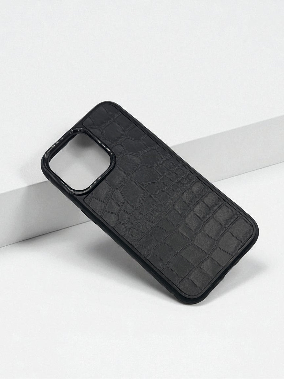 Handmade iPhone case gray genuine Italian leather crocodile pattern polycarbonate shockproof gift for him