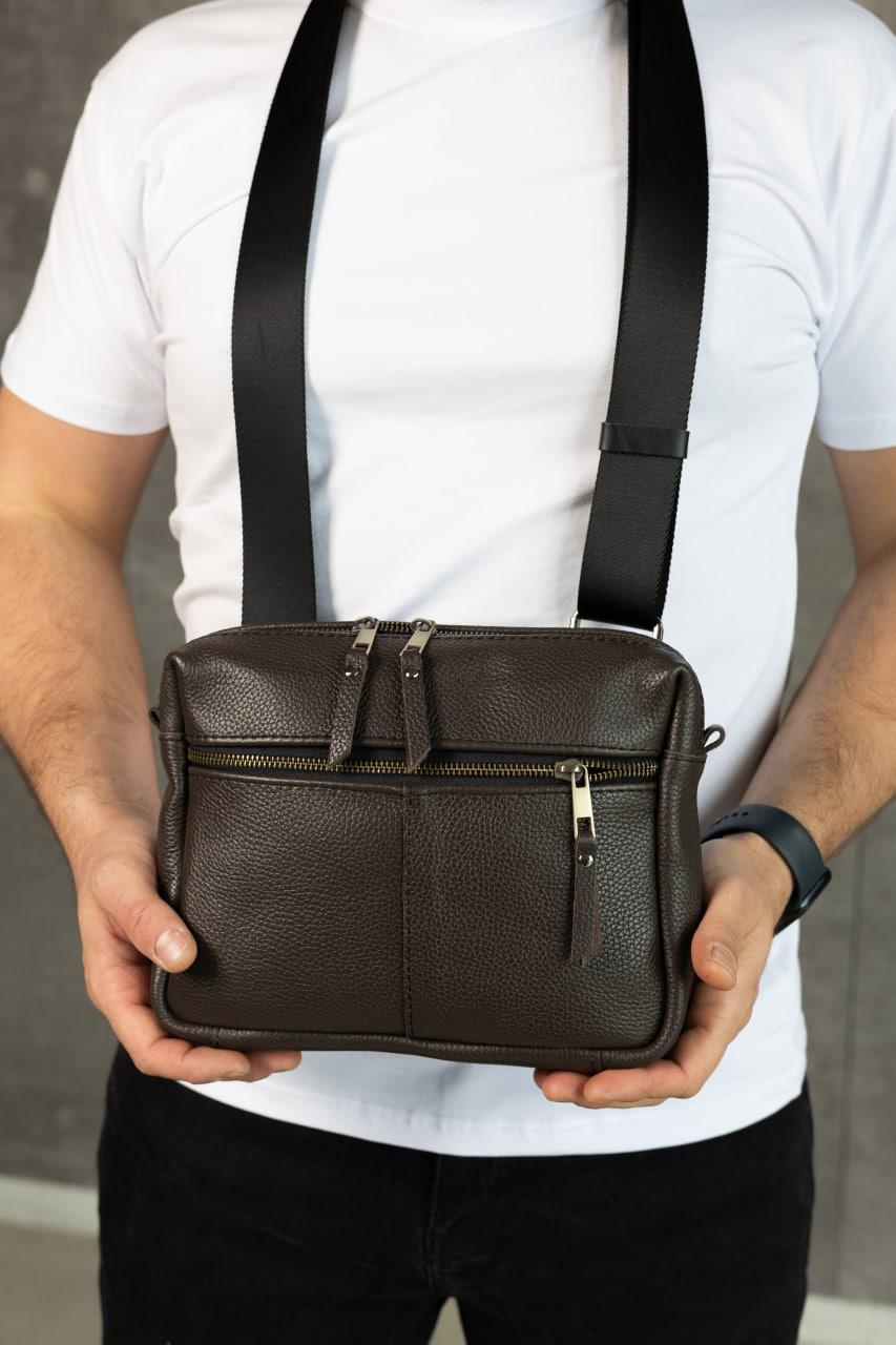 Handmade Brown Leather Shoulder Bag Men Crossbody Bag Gift for Him