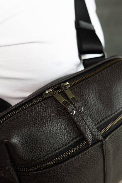 Handmade Brown Leather Shoulder Bag Men Crossbody Bag Gift for Him