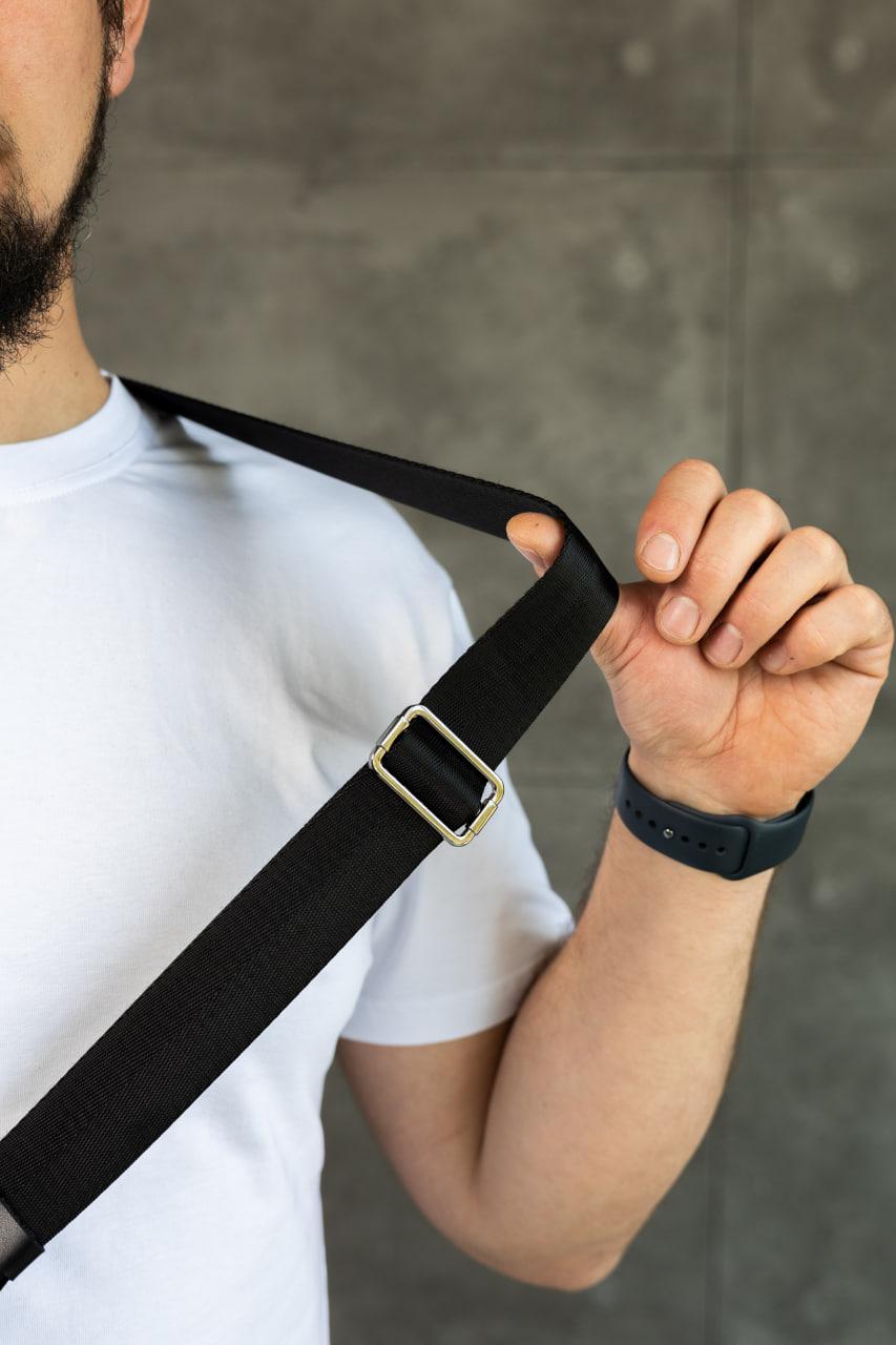Handmade Mens Leather Crossbody Bag Black Gift for Him