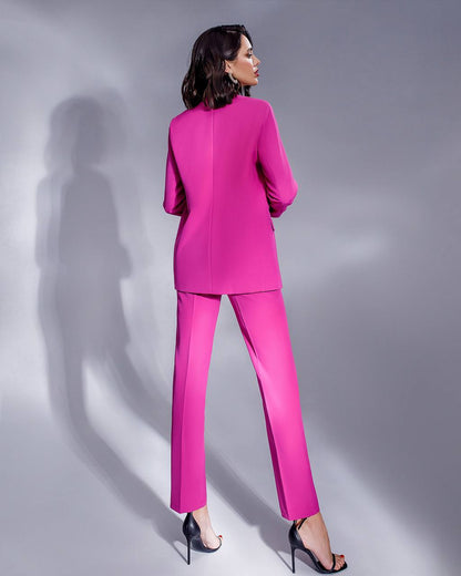 Luxury Diagonal Crepe Women's Suit in Violet with Tailored Jacket and Pants