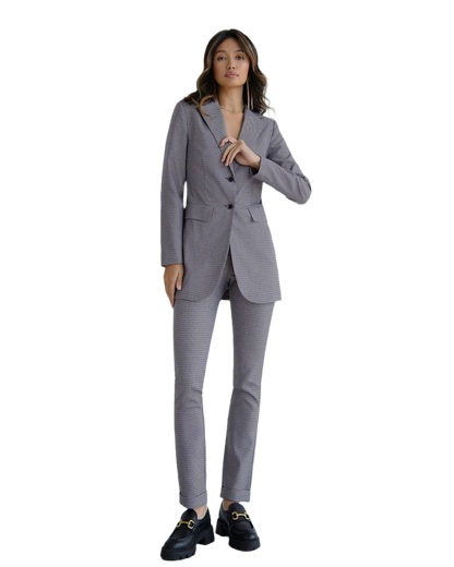 Womens Houndstooth Pattern Brown Purple Suit Jacket and Pants