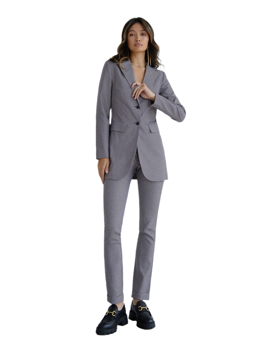 Womens Houndstooth Pattern Brown Purple Suit Jacket and Pants