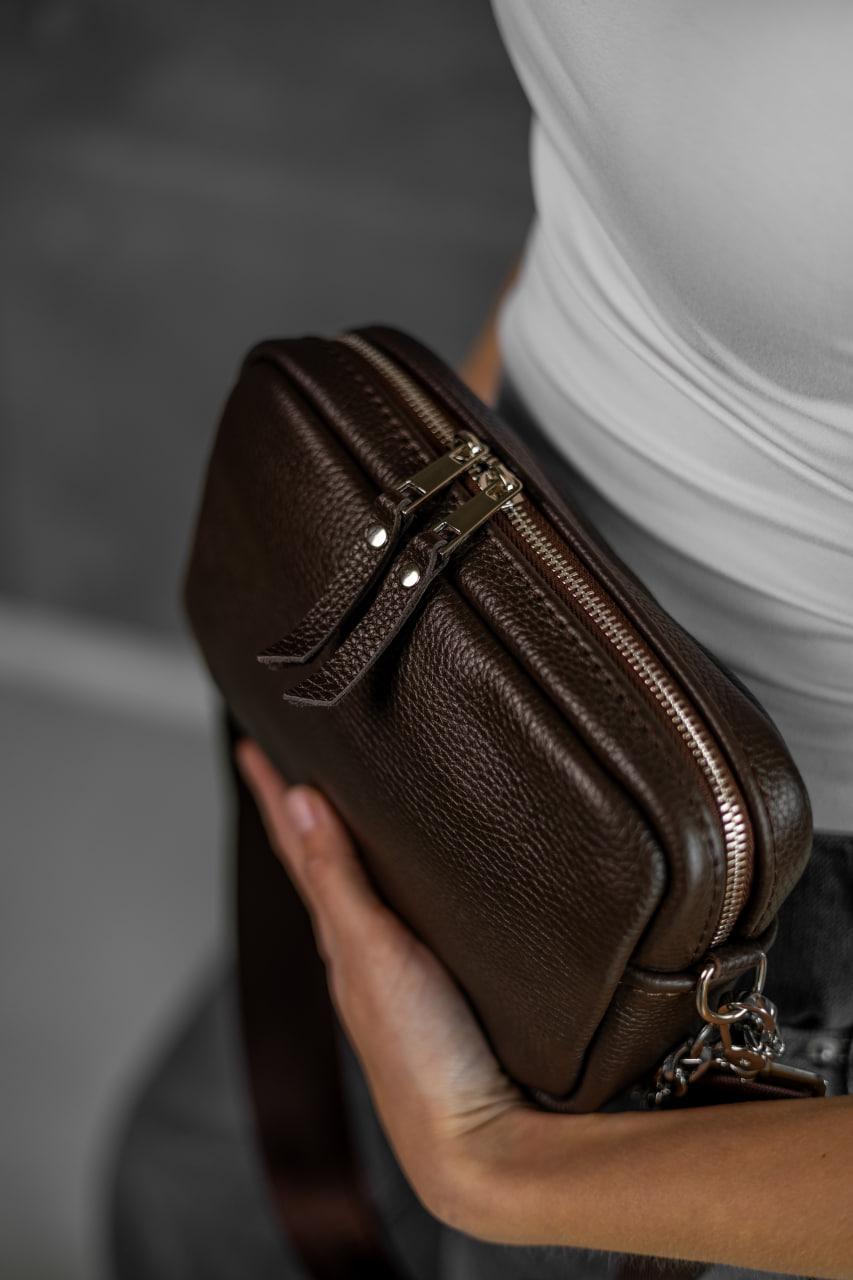 Handmade Womens Genuine Leather Crossbody Bag Chocolate Gift for Her