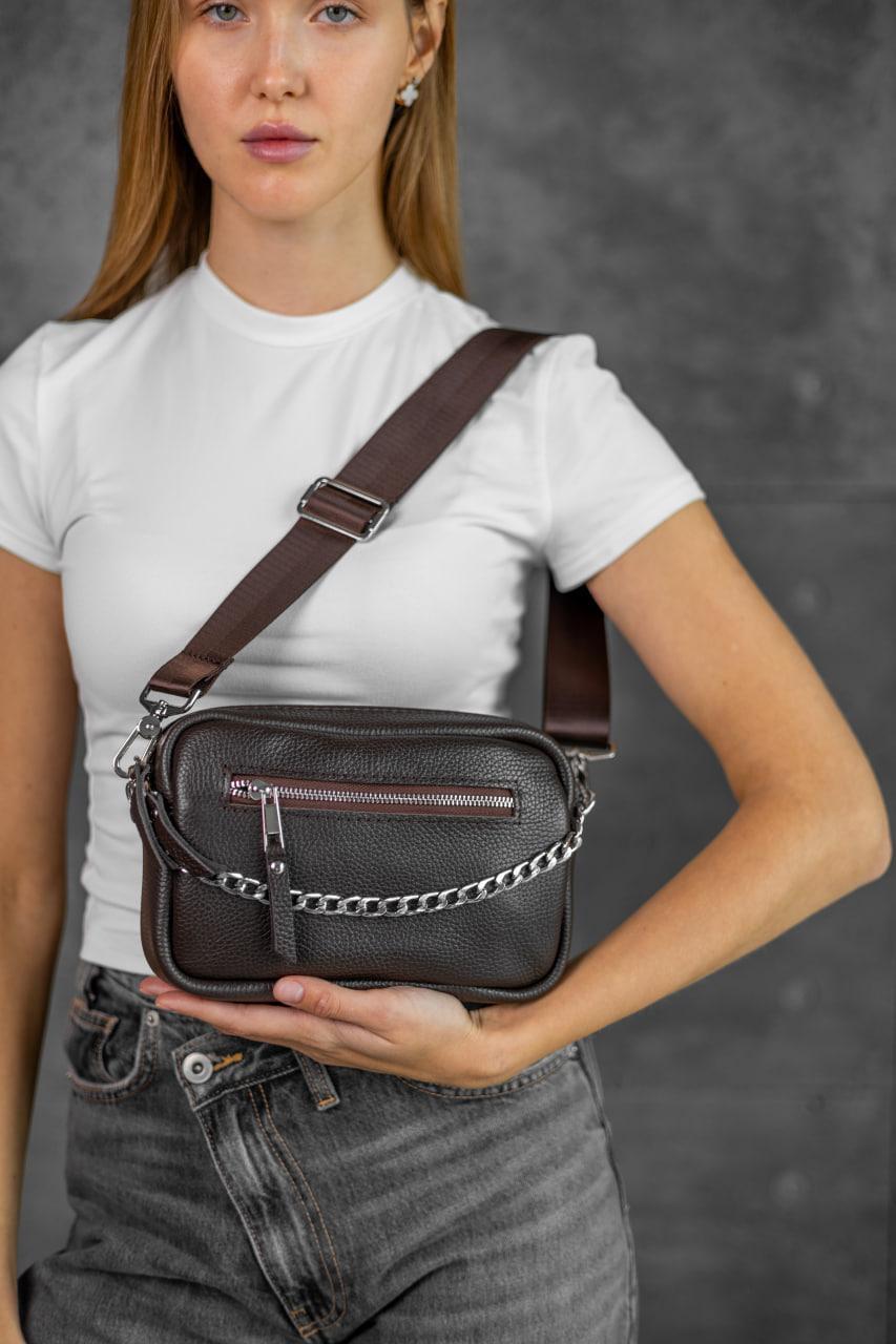 Handmade Womens Genuine Leather Crossbody Bag Chocolate Gift for Her