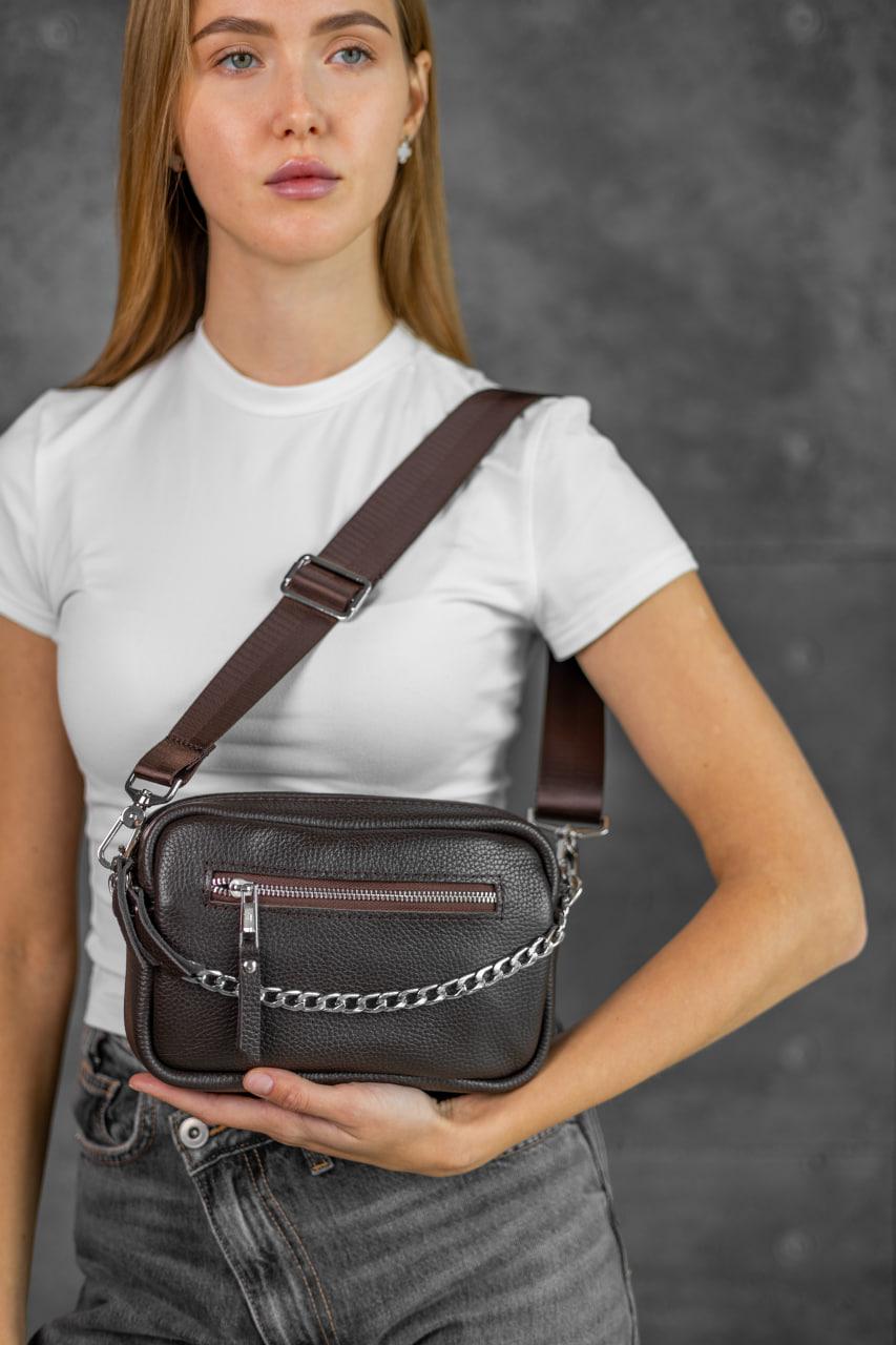 Handmade Womens Genuine Leather Crossbody Bag Chocolate Gift for Her