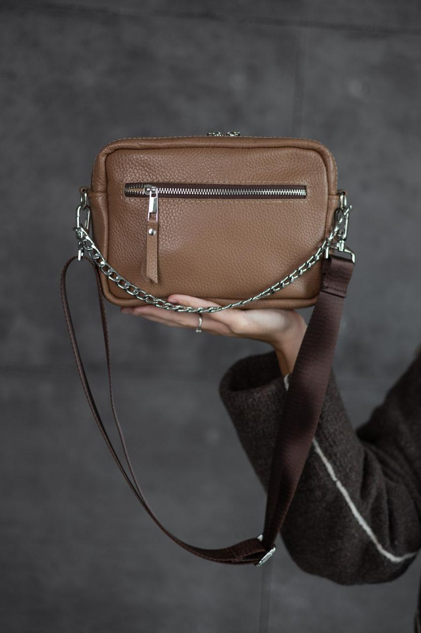 Handmade Womens Crossbody Bag Genuine Leather Flotar Cappuccino Gift for Her