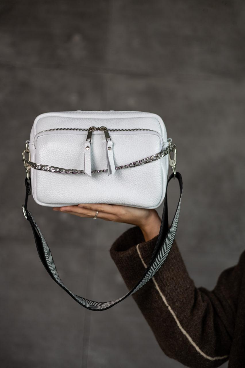 Handmade Womens White Flotar Leather Cross Body Bag Gift for Her