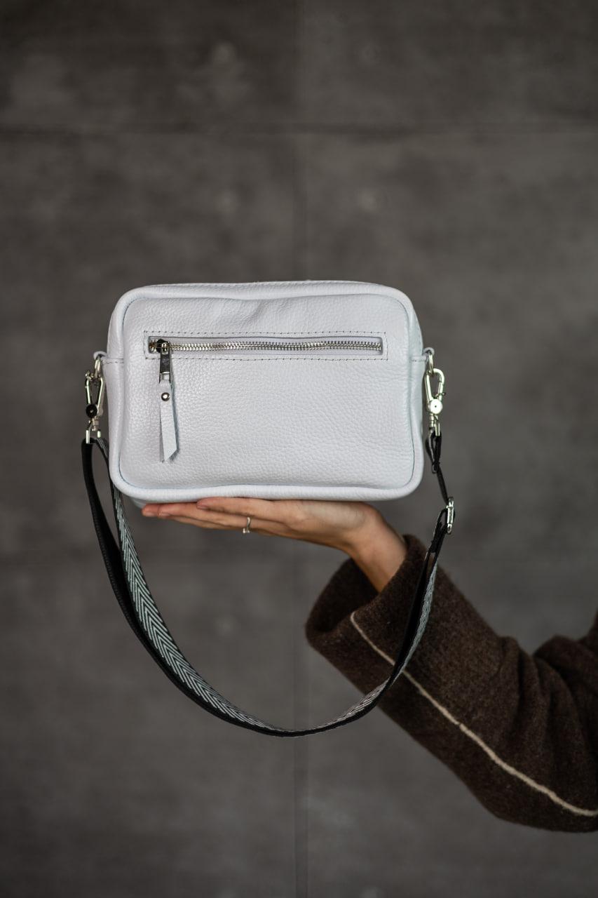 Handmade Womens White Flotar Leather Cross Body Bag Gift for Her