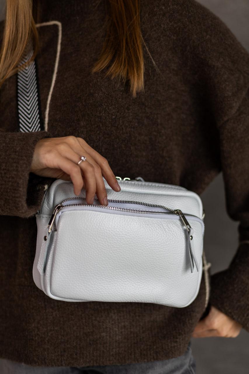 Handmade Womens White Flotar Leather Cross Body Bag Gift for Her