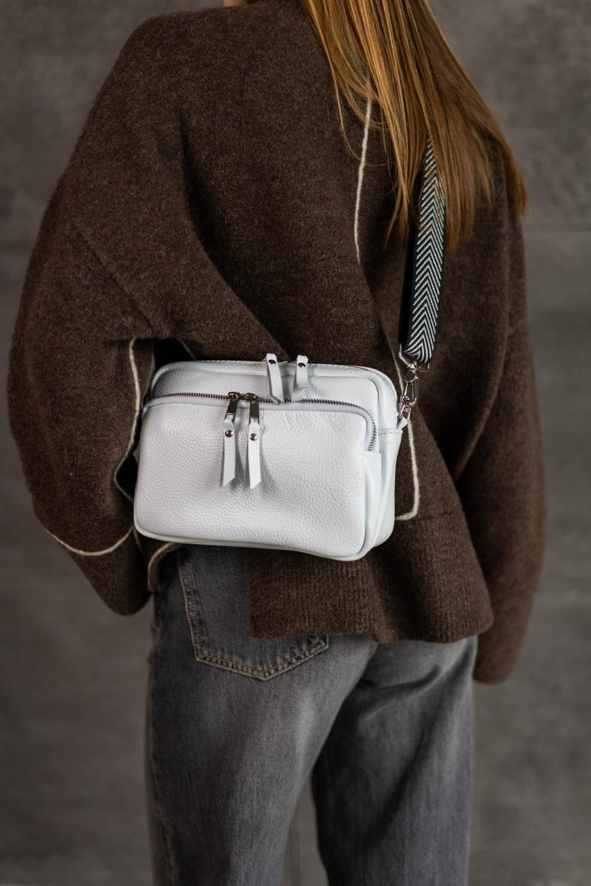 Handmade Womens White Flotar Leather Cross Body Bag Gift for Her