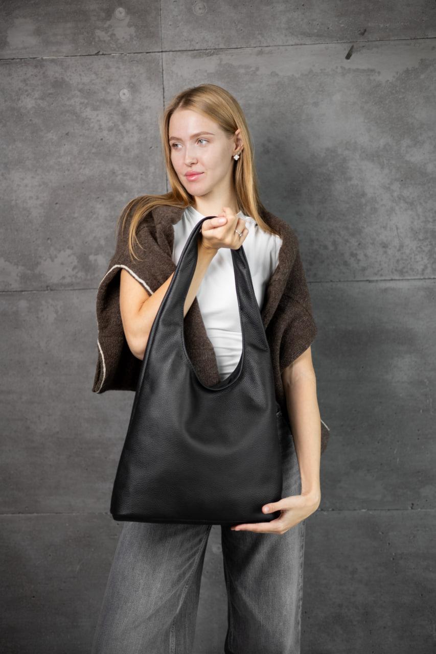 Handmade Womens Leather Shopper Bag Gift for Her Black Flotar Leather Tote