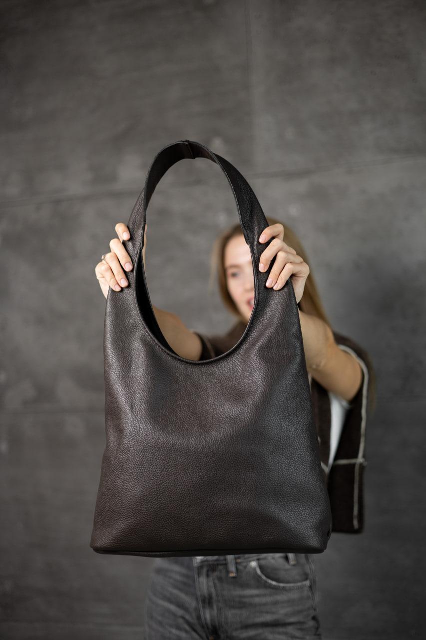 Womens Genuine Flotar Leather Shopper Tote Chocolate Handmade Gift for Her