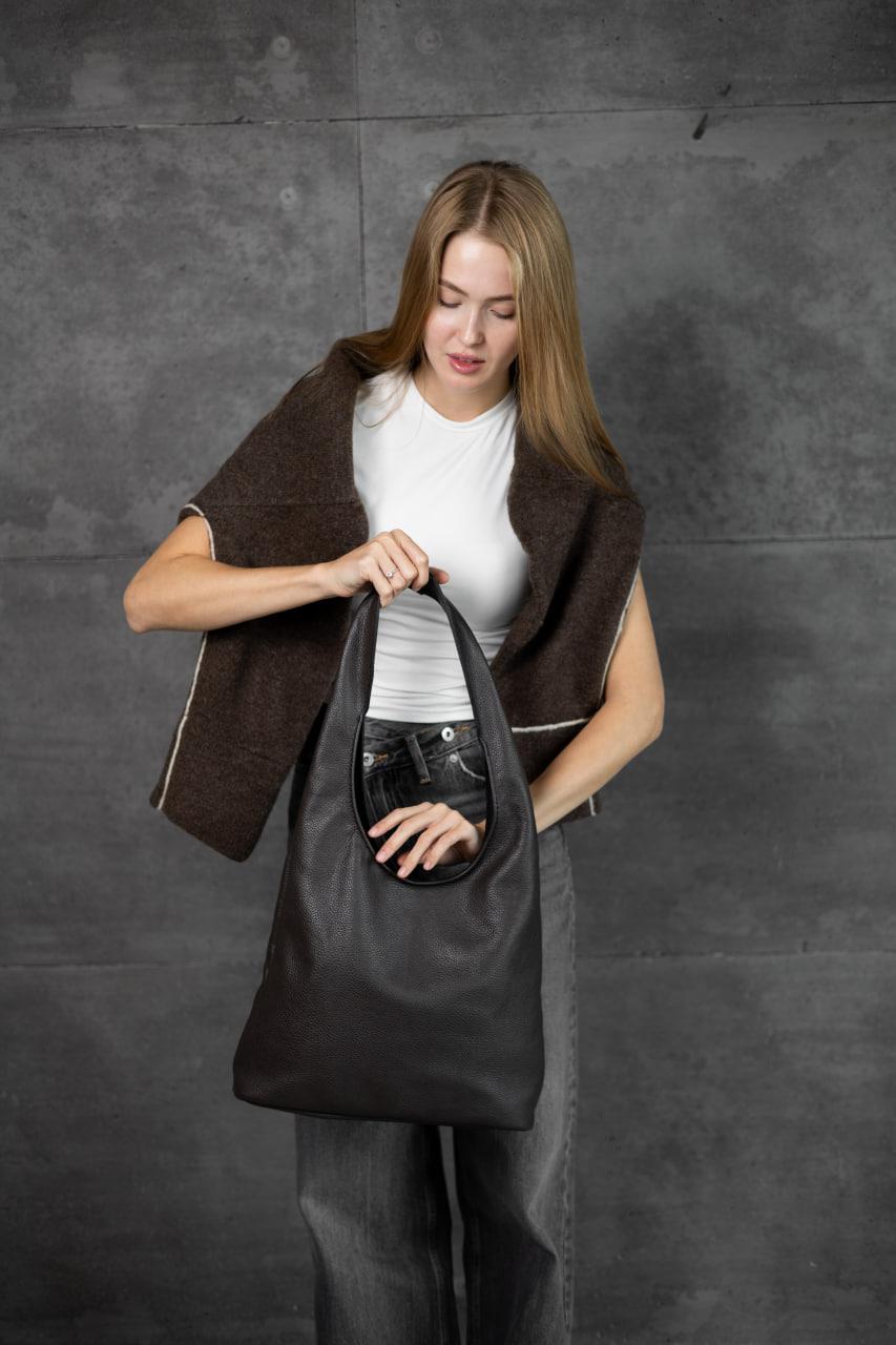 Womens Genuine Flotar Leather Shopper Tote Chocolate Handmade Gift for Her