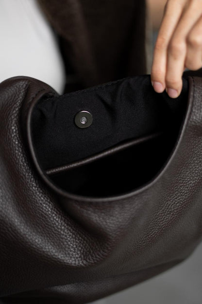 Womens Genuine Flotar Leather Shopper Tote Chocolate Handmade Gift for Her