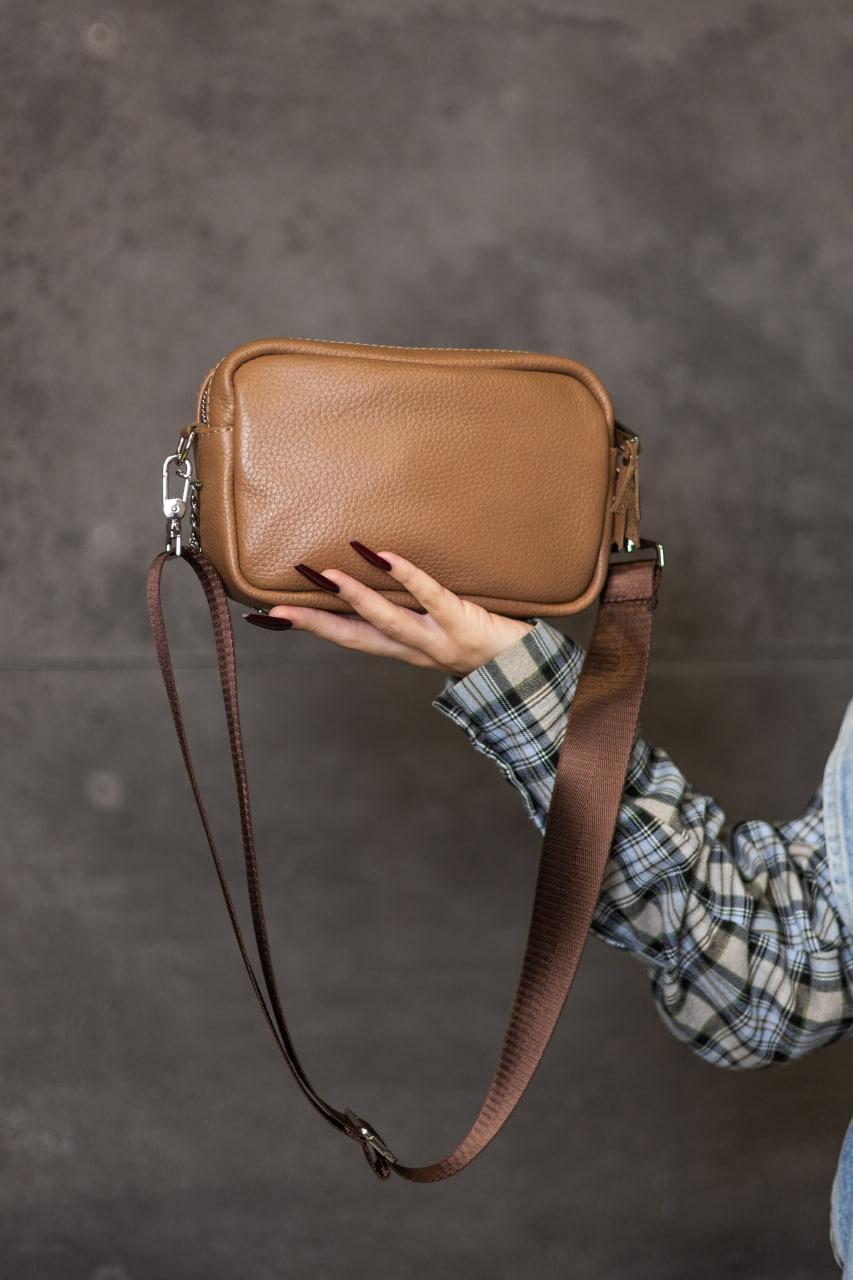 Handmade Womens Genuine Leather Flotar Crossbody Bag Cappuccino Gift for Her