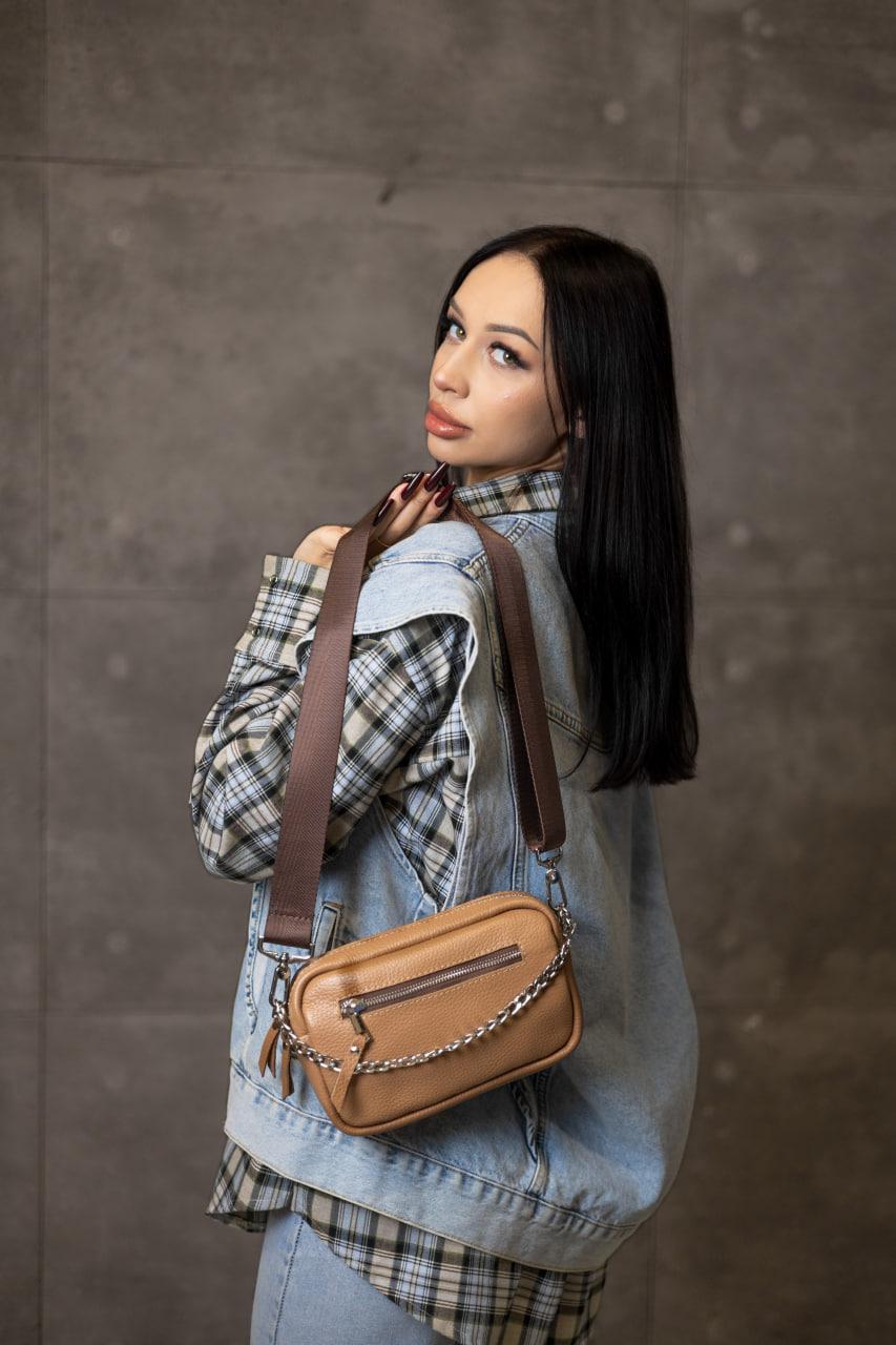 Handmade Womens Genuine Leather Flotar Crossbody Bag Cappuccino Gift for Her
