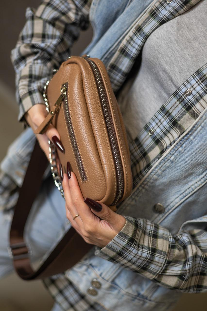 Handmade Womens Genuine Leather Flotar Crossbody Bag Cappuccino Gift for Her