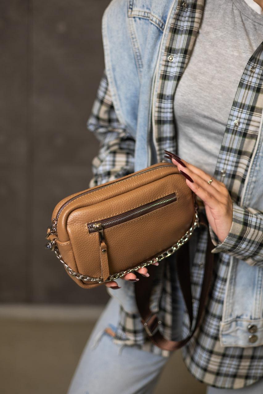 Handmade Womens Genuine Leather Flotar Crossbody Bag Cappuccino Gift for Her