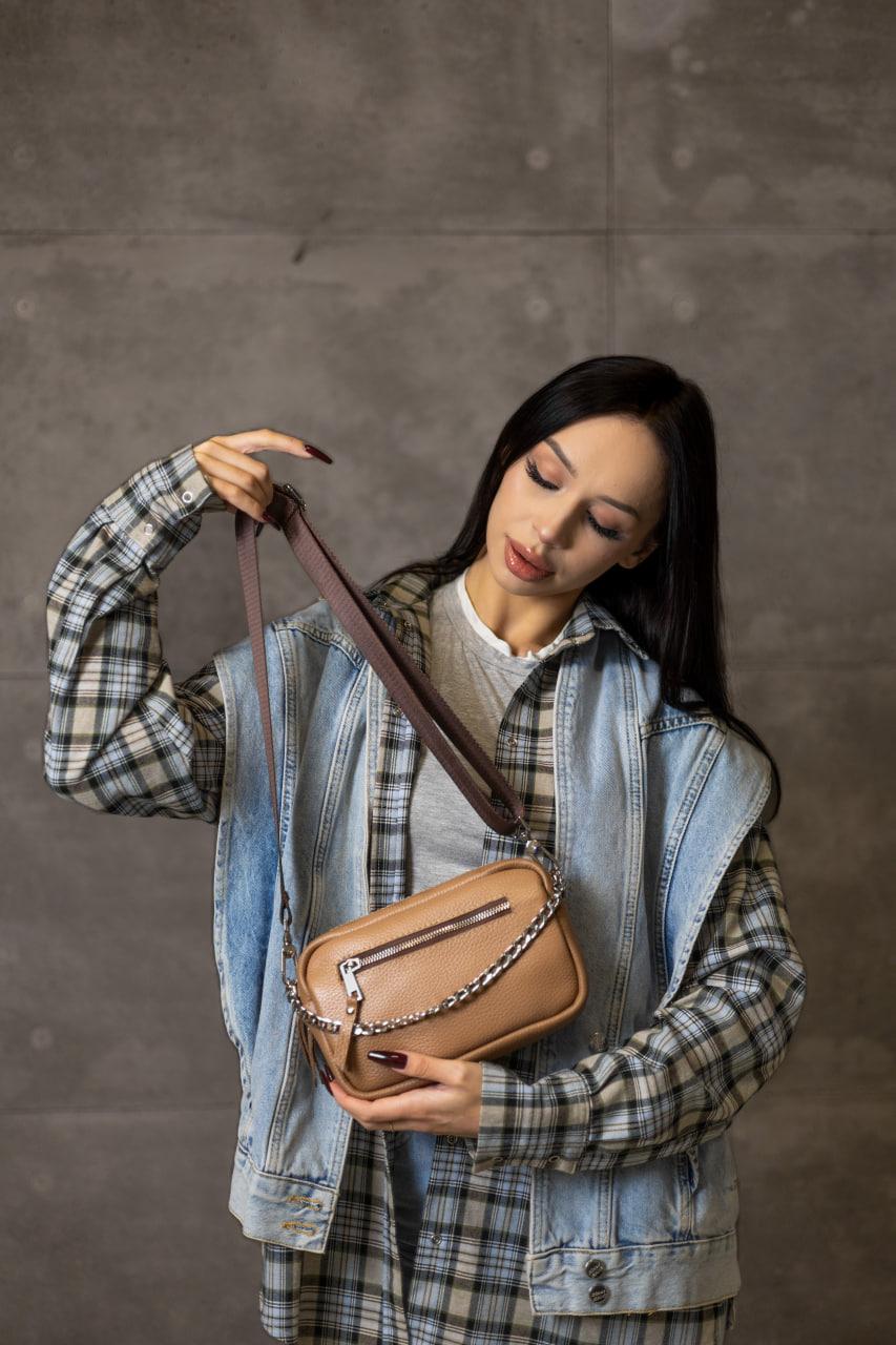 Handmade Womens Genuine Leather Flotar Crossbody Bag Cappuccino Gift for Her