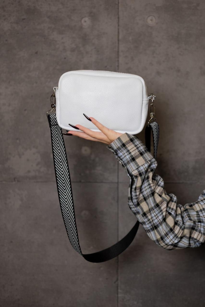 Handmade White Flotar Leather Crossbody Bag Gift for Her Womens Small Genuine Leather Shoulder Bag