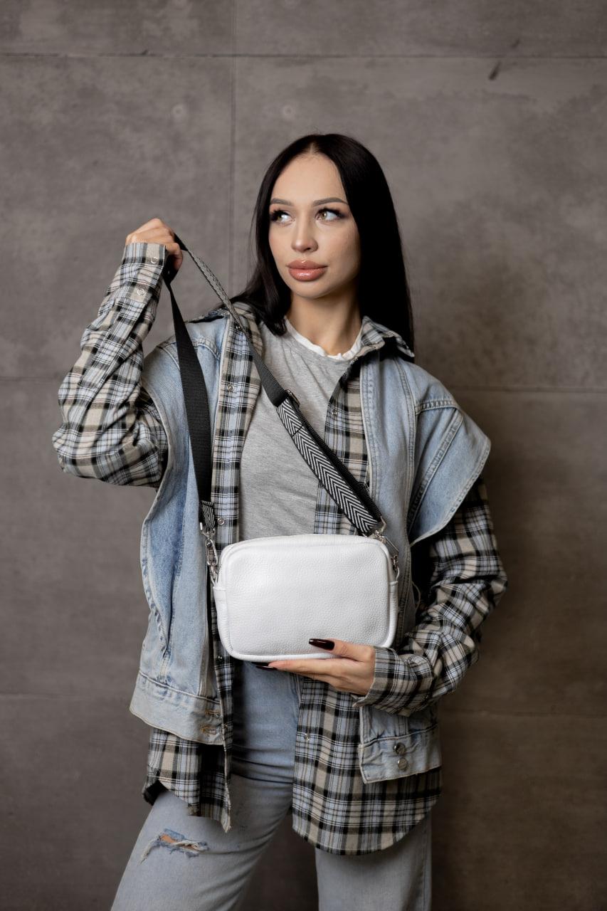 Handmade White Flotar Leather Crossbody Bag Gift for Her Womens Small Genuine Leather Shoulder Bag