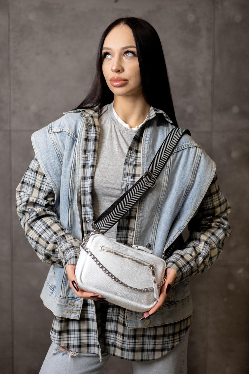 Handmade White Flotar Leather Crossbody Bag Gift for Her Womens Small Genuine Leather Shoulder Bag