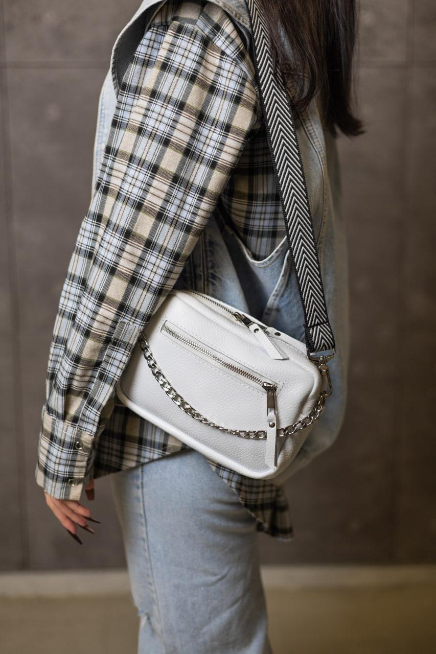 Handmade White Flotar Leather Crossbody Bag Gift for Her Womens Small Genuine Leather Shoulder Bag
