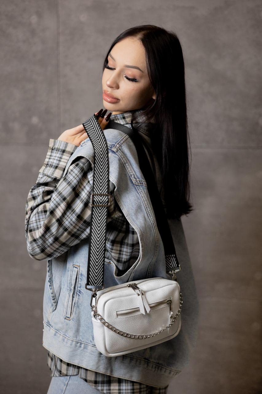 Handmade White Flotar Leather Crossbody Bag Gift for Her Womens Small Genuine Leather Shoulder Bag