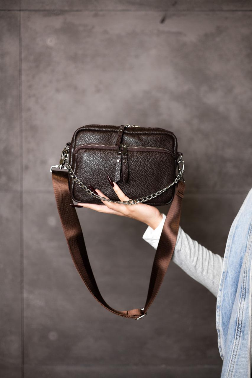 Handmade Genuine Leather Flotar Crossbody Bag Chocolate Gift for Her